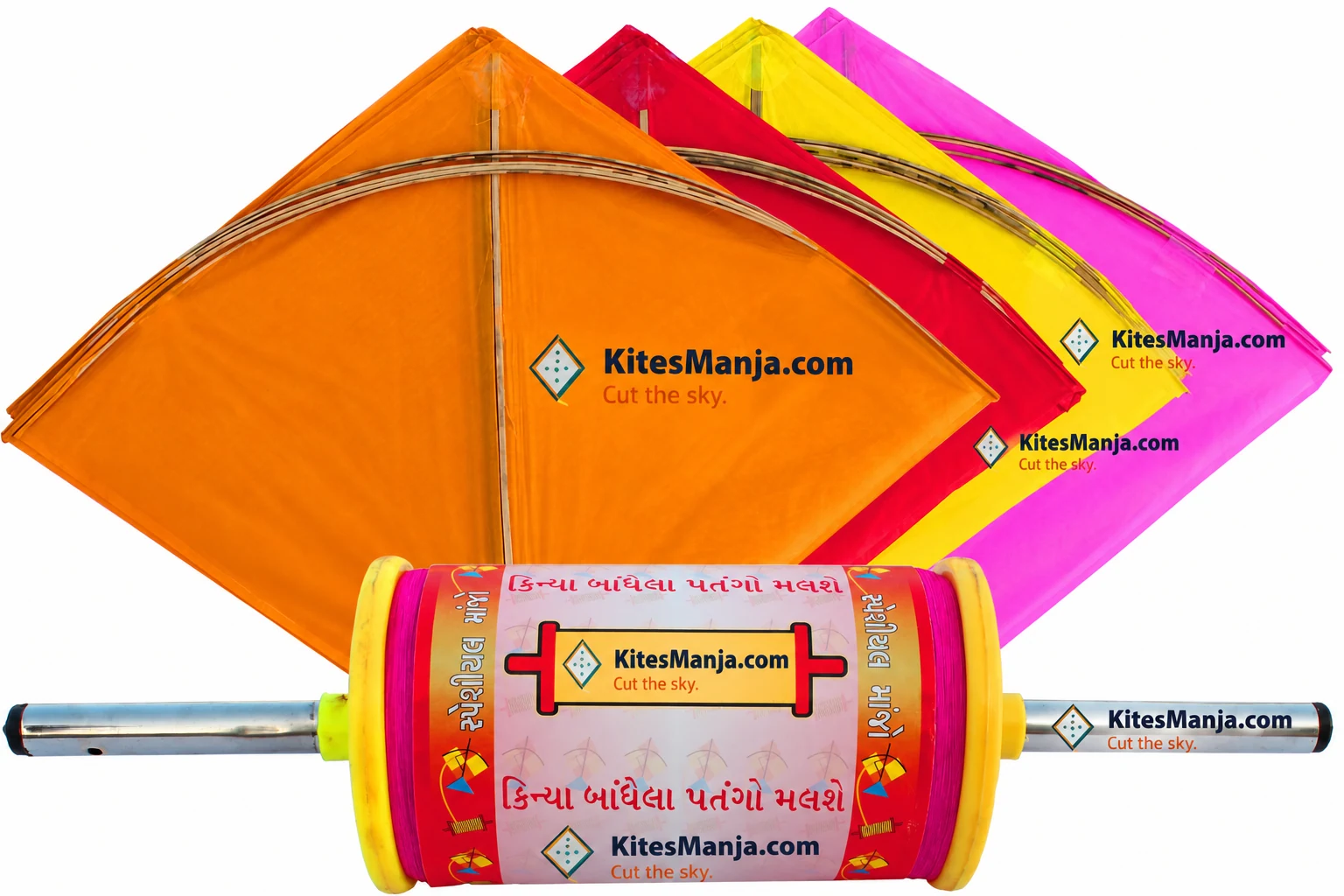 40 Indian Fighter Cheel Kites + Special Indian Strong Kite Flying Thread 9 Cord 900 Metre Manjha (Combo)