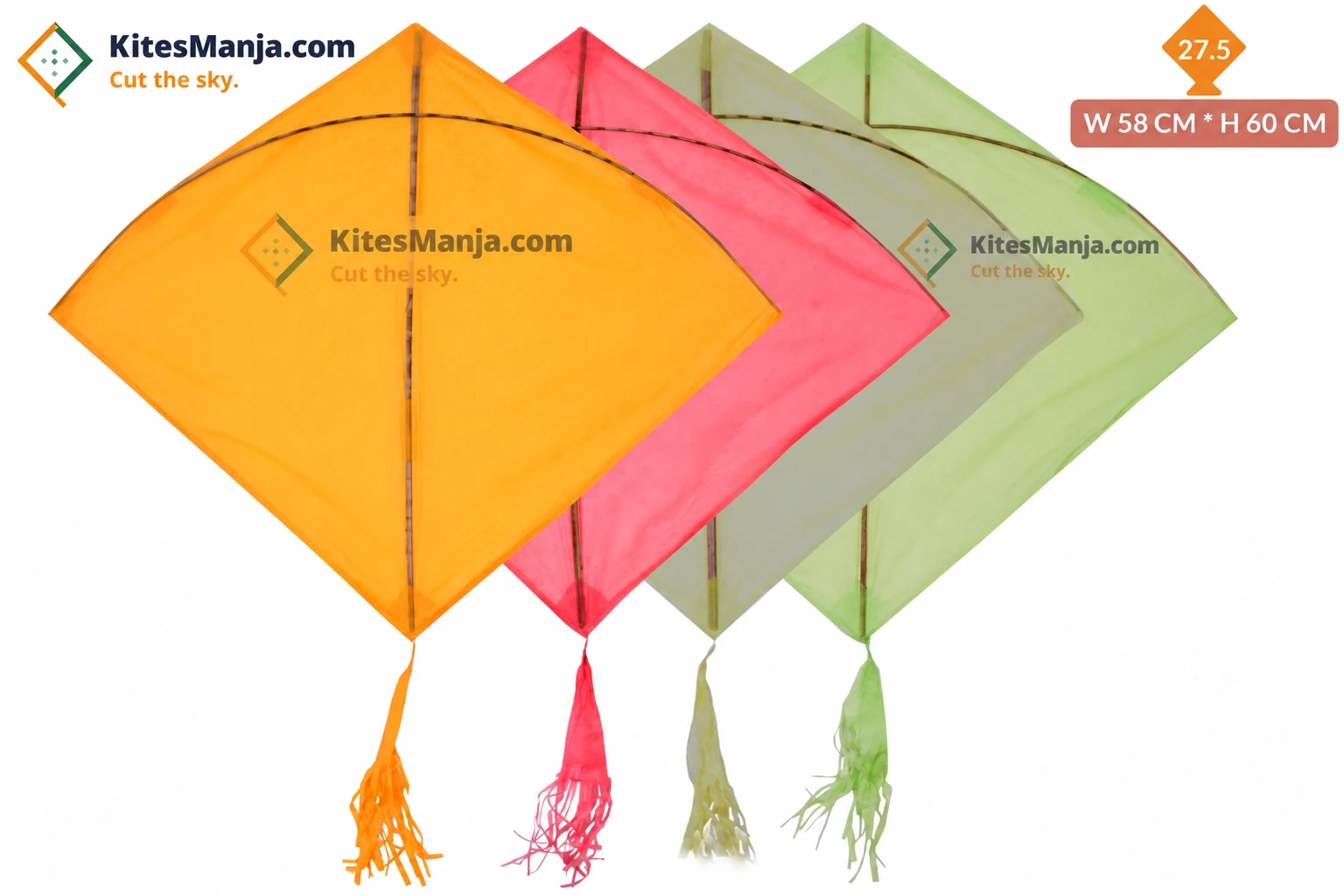 40 Ghesiya Manjola Cheel Colour Kites (Size 58*60 Centimetres), Regular Size Kites + Free Shipping