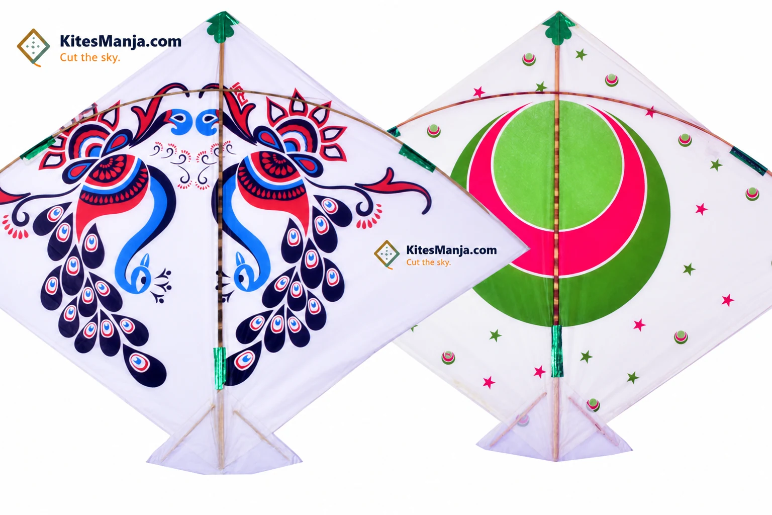40 Designer White Ponia Cheel Kites (Chand & Mor) (Size 72*62 Centimeter) 0.75 Tawa Kites + Free Shipping