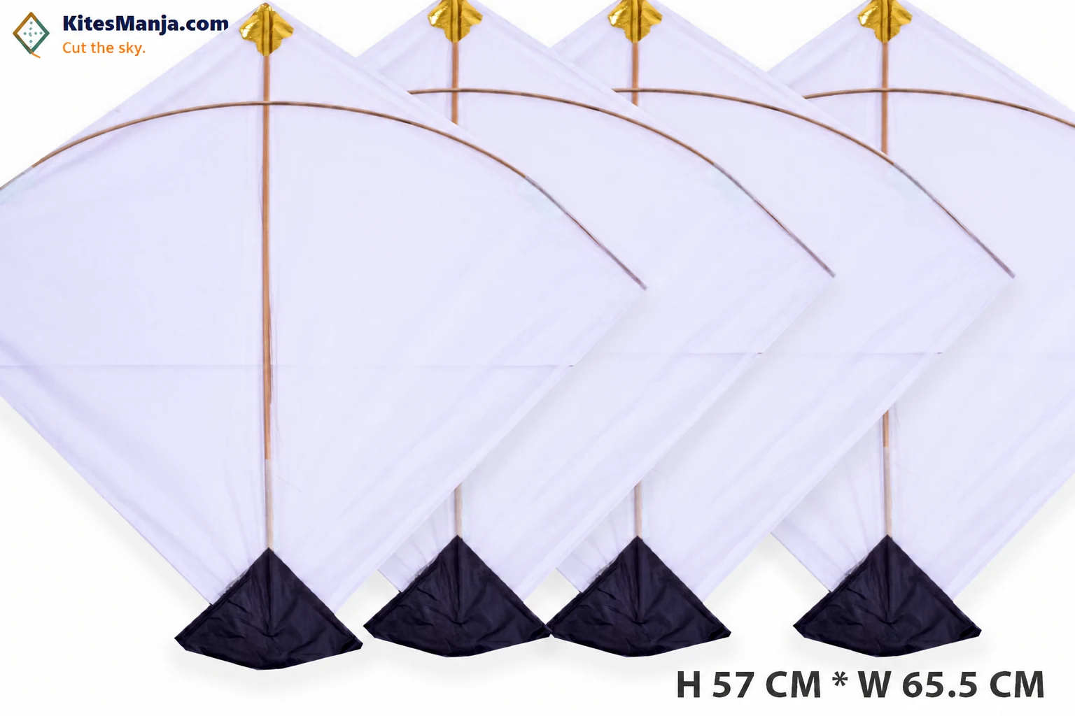 40 Ponia White Patang/Kites (Size 57*65.5 Centimetres), 0.75 Tawa + Free Shipping