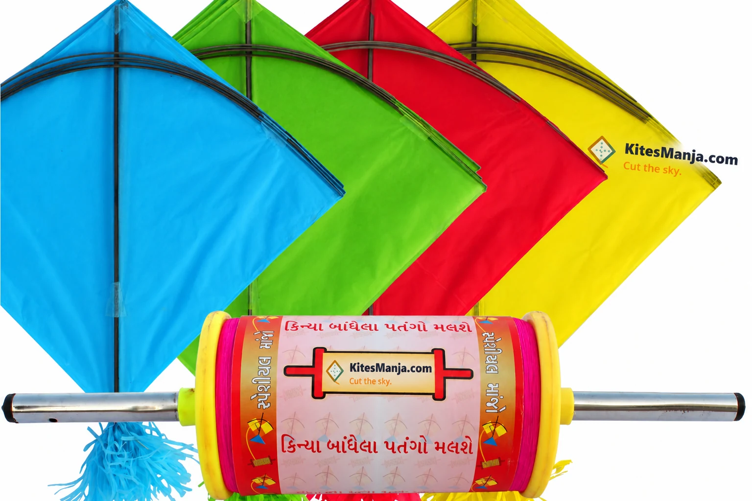 80 Indian Fighter Rocket Kites + 2 Special Indian Strong Kite Flying Thread 9 Cord 900 Metre Manjha (Combo)