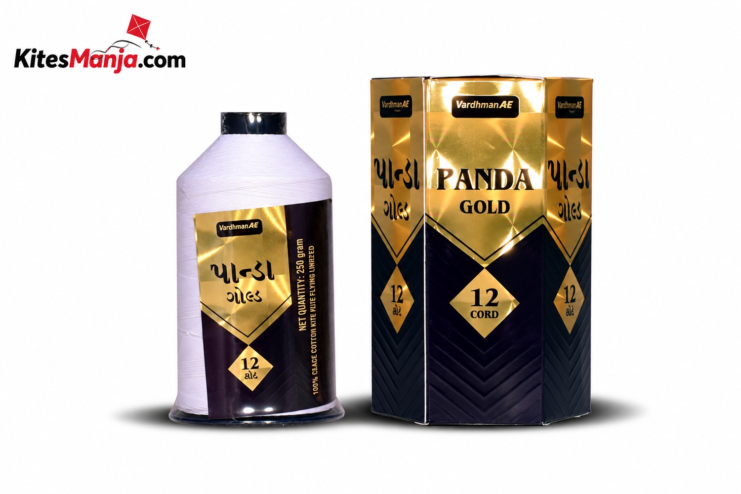 12 Cord Vardhman Panda Gold White Cotton Thread for Kite Flying (Original) 250 gm + 50 Rs Shipping