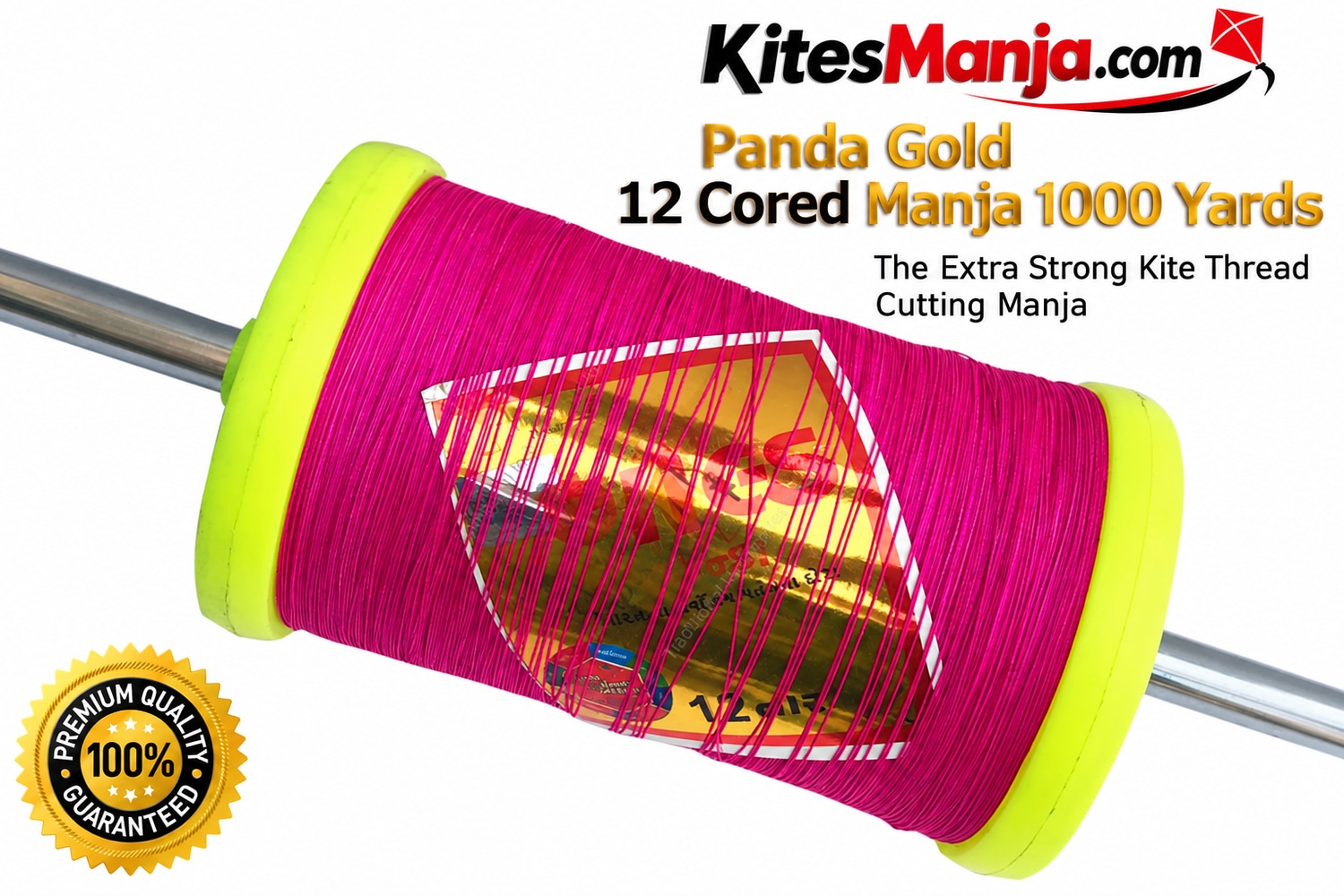 Panda Gold 12 Cored Manja 1000 Yards with Extra Strong Kite Thread Cutting Manja + Free Shipping