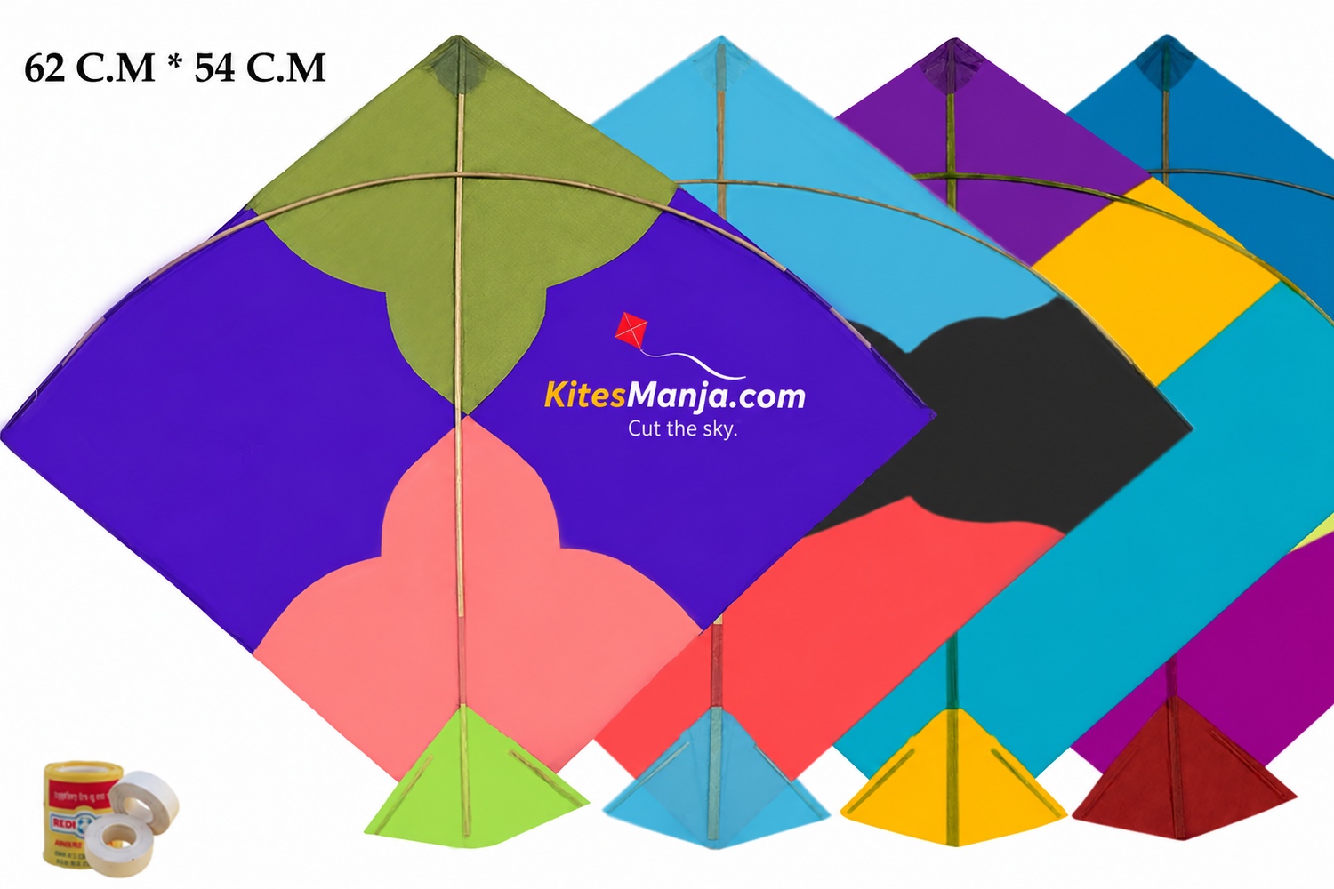 40 Designer Fighter Adadhiya Patang Kites (Size 62*54 Centimeter)