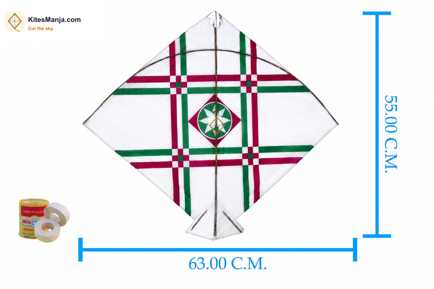 40 White Design Fighter Adadhiya Baana Kites (Size 63*55 Centimeters) + Free Shipping