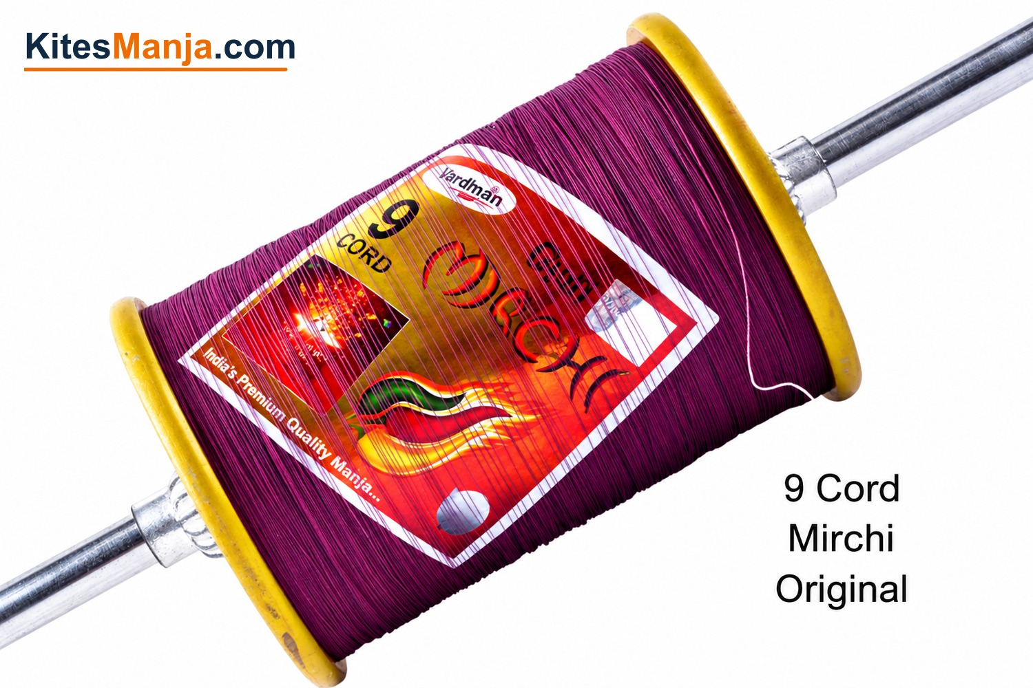 9 Cord Vardhaman Mirchi Super Sharp Manjha (2.5 Reel / 2200 Meter) Made by Bareli Experts + Free Shipping