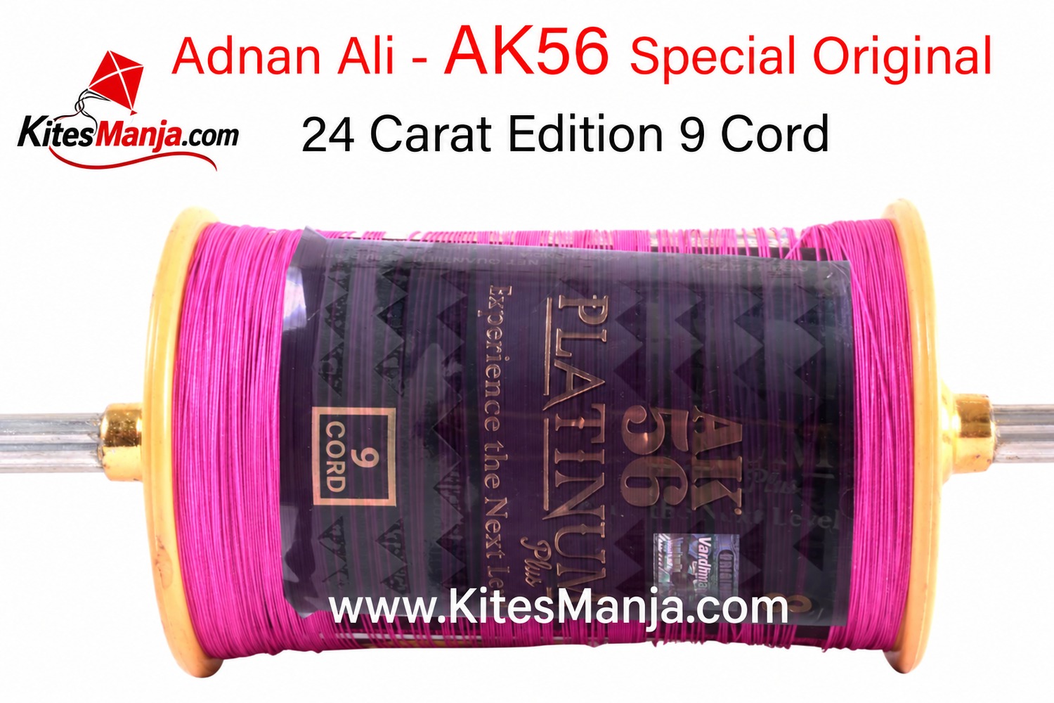 Adnan Ali 24 Carat Article – AK56 Platinum Plus 9 Cord Manjha (2.5 Reel / 250 gm) Extra Strong Kite Manjha + Free Shipping