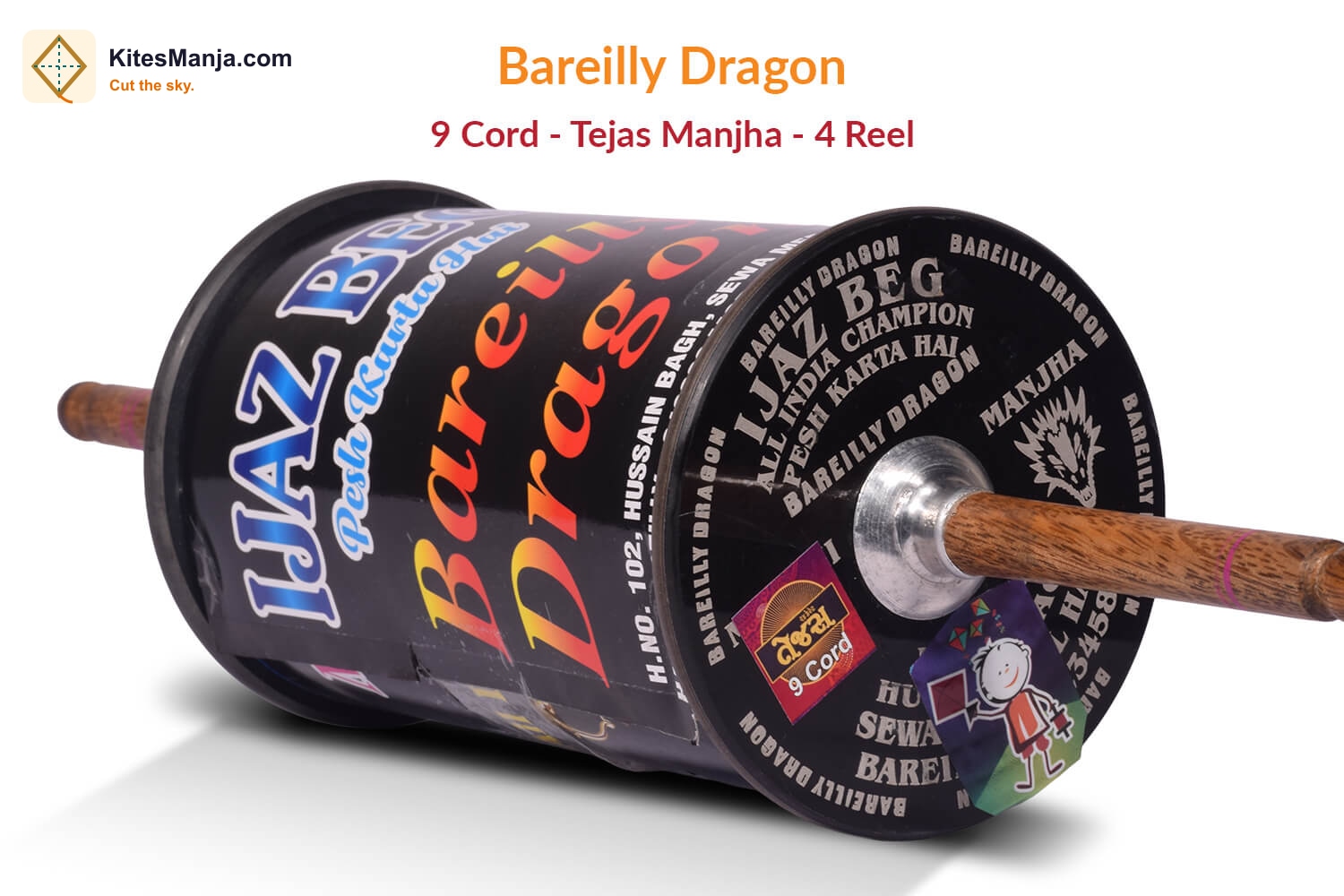 Exclusive Original Bareilly Dragon 9 Cord Tejas Manjha (4 Reel) by Ijaz Beg