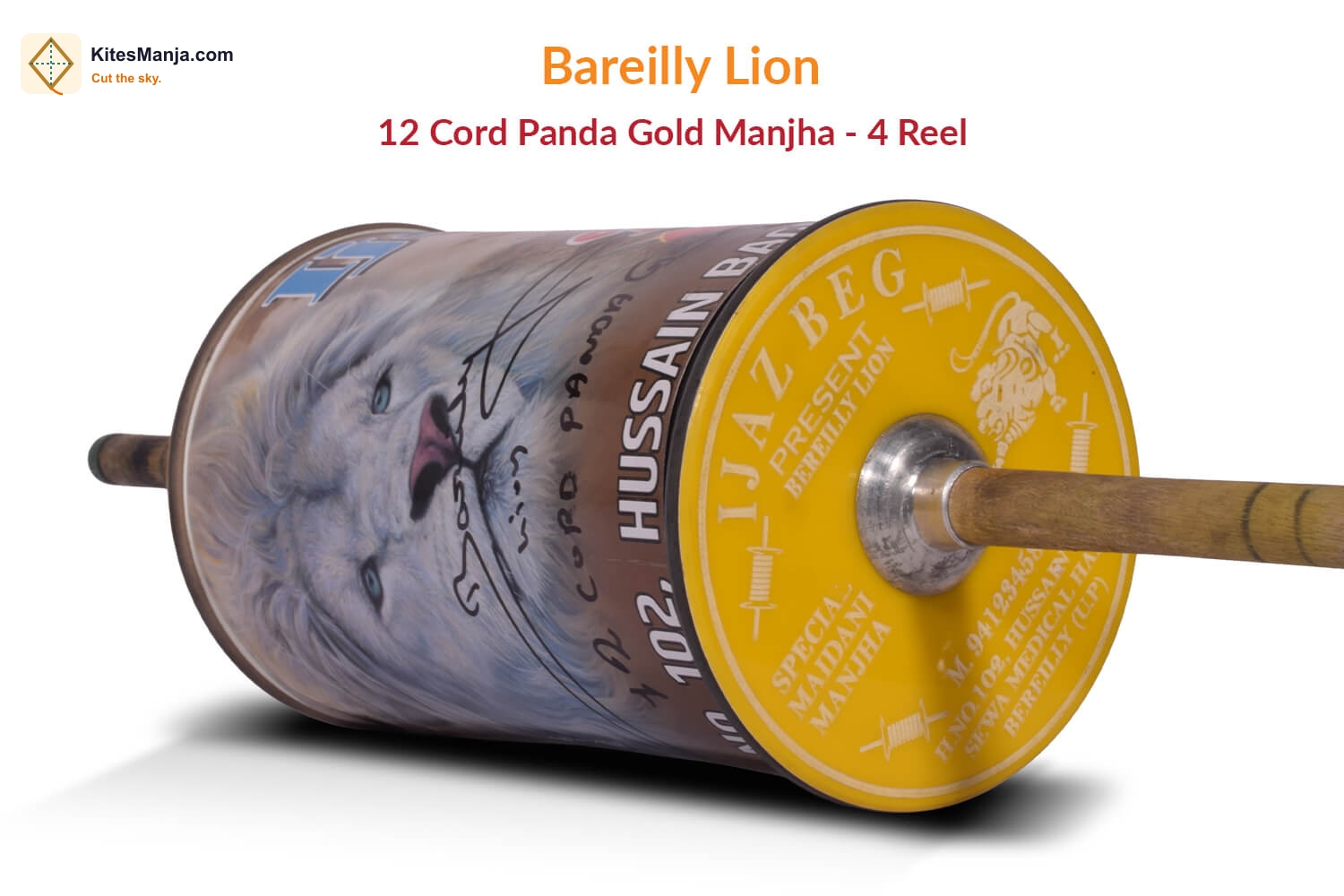 Exclusive Original Bareilly Lion 12 Cord Panda Gold (4 Reel/500gm) Manjha + Free Shipping