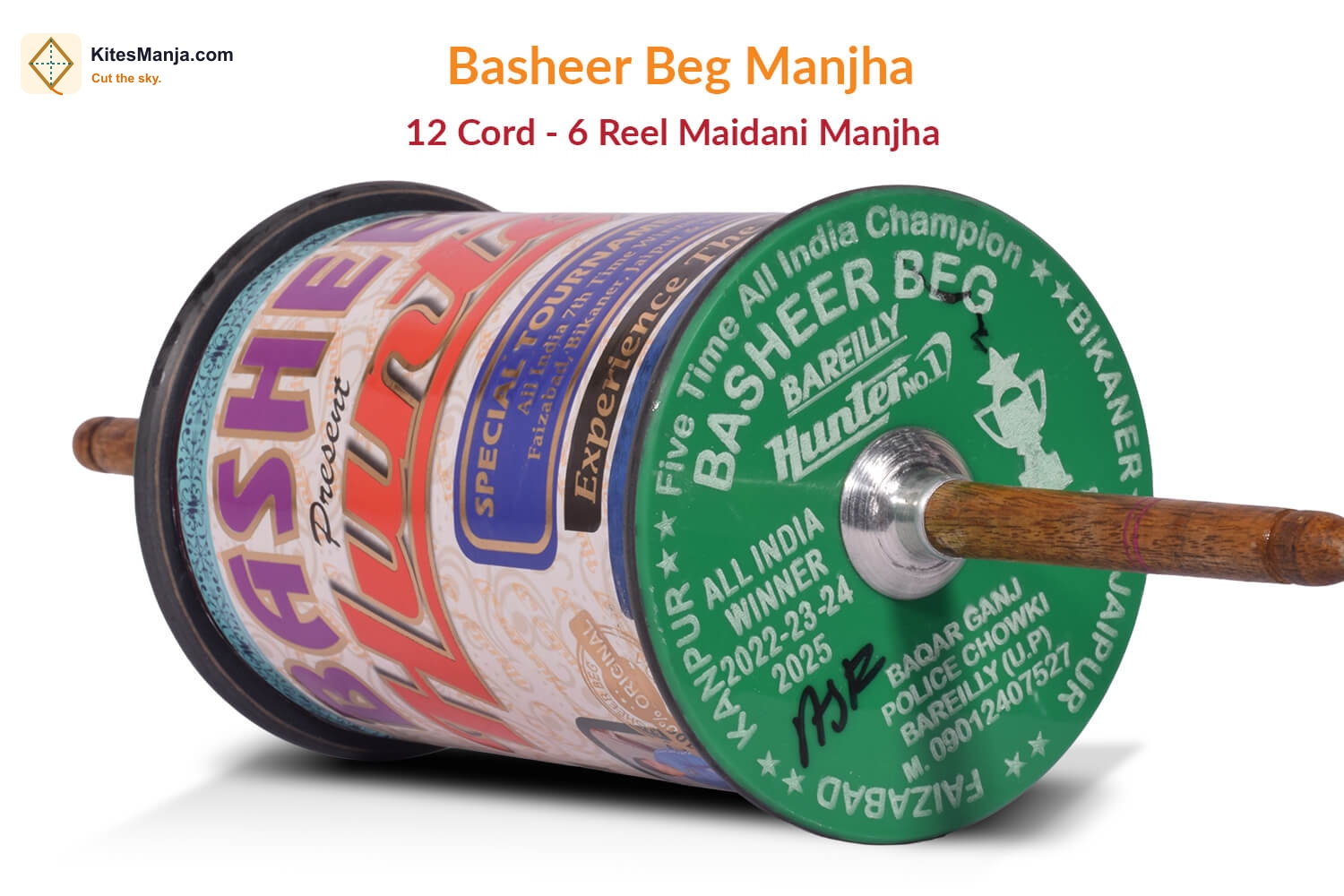 Basheer Bag Manjha – 12 Cord 6 Reel Maidani Manjha – Top Quality + Free Shipping